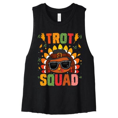 Trot Squad thanksgiving turkey trot 5k Running Marathon 2021 Women's Racerback Cropped Tank