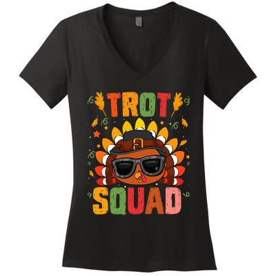 Trot Squad thanksgiving turkey trot 5k Running Marathon 2021 Women's V-Neck T-Shirt