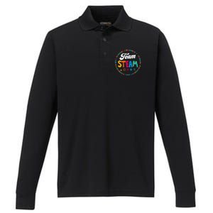 Team STEAM Teacher Back to School STEM Special Pre-K 1st Performance Long Sleeve Polo