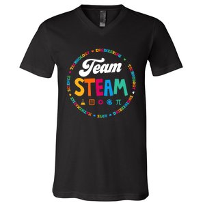 Team STEAM Teacher Back to School STEM Special Pre-K 1st V-Neck T-Shirt