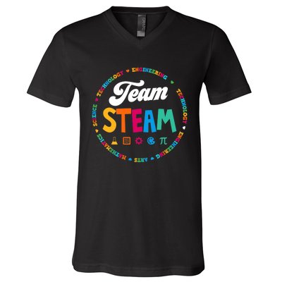 Team STEAM Teacher Back to School STEM Special Pre-K 1st V-Neck T-Shirt