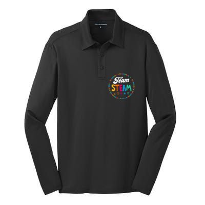 Team STEAM Teacher Back to School STEM Special Pre-K 1st Silk Touch Performance Long Sleeve Polo