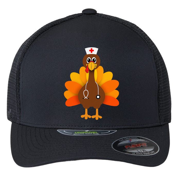 Thanksgiving Scrub Tops Women Turkey Nurse Holiday Nursing Flexfit Unipanel Trucker Cap