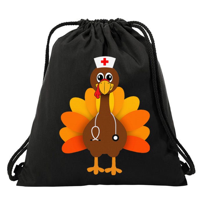 Thanksgiving Scrub Tops Women Turkey Nurse Holiday Nursing Drawstring Bag