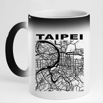 Taiwan Souvenir Taipei City Street Map Gift 11oz Black Color Changing Mug