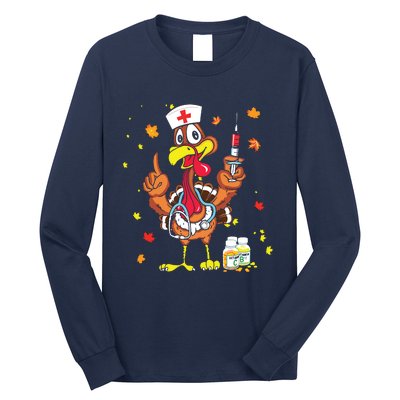 Thanksgiving Scrub Tops Women Turkey Nurse Holiday Nursing Long Sleeve Shirt