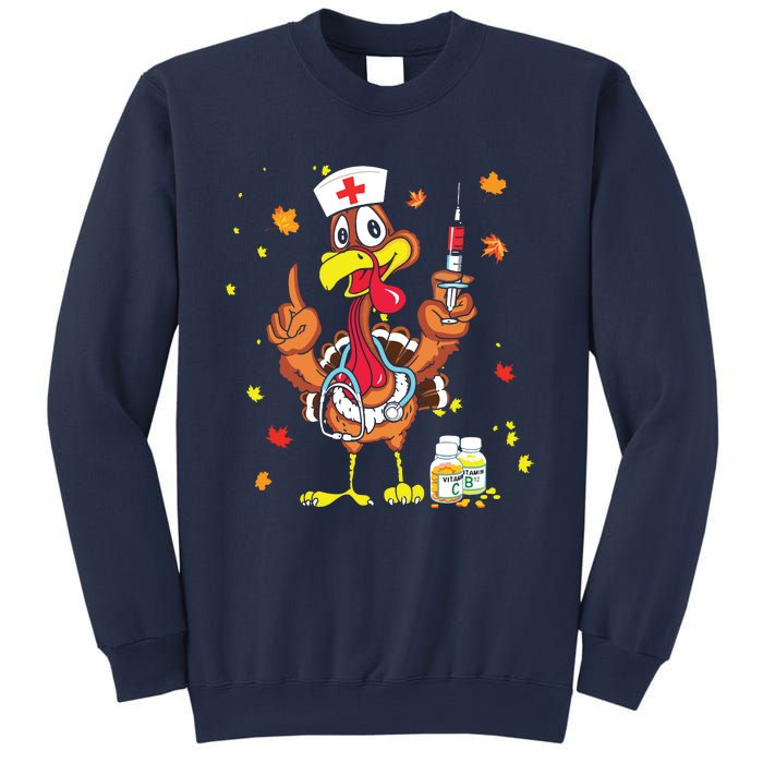 Thanksgiving Scrub Tops Women Turkey Nurse Holiday Nursing Sweatshirt