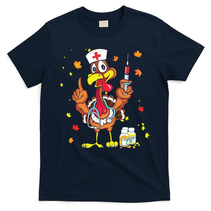 Thanksgiving Scrub Tops Women Turkey Nurse Holiday Nursing T-Shirt