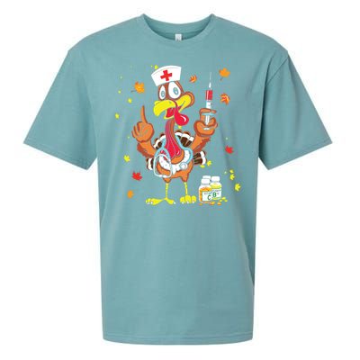 Thanksgiving Scrub Tops Women Turkey Nurse Holiday Nursing Sueded Cloud Jersey T-Shirt