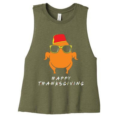 Thanksgiving Shirt Turkey Head Funny Gift For Friends Women's Racerback Cropped Tank