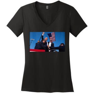 Trump Shooting Women's V-Neck T-Shirt