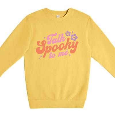 Talk Spooky To Me Floral Groovy Halloween Costumes Gift Premium Crewneck Sweatshirt