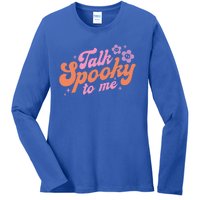 Talk Spooky To Me Floral Groovy Halloween Costumes Gift Ladies Long Sleeve Shirt