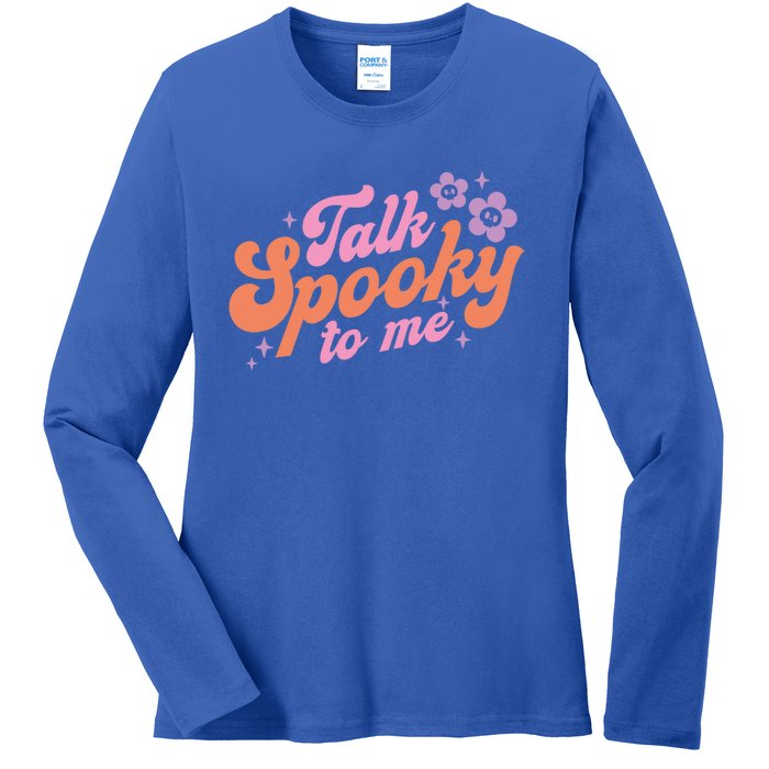 Talk Spooky To Me Floral Groovy Halloween Costumes Gift Ladies Long Sleeve Shirt