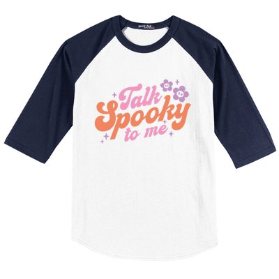 Talk Spooky To Me Floral Groovy Halloween Costumes Gift Baseball Sleeve Shirt