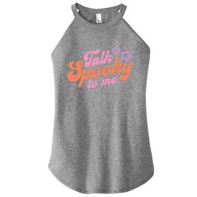 Talk Spooky To Me Floral Groovy Halloween Costumes Gift Women's Perfect Tri Rocker Tank