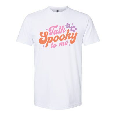 Talk Spooky To Me Floral Groovy Halloween Costumes Gift Softstyle CVC T-Shirt