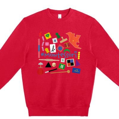 The Small Things In Montessori Materials Love Montessori Premium Crewneck Sweatshirt