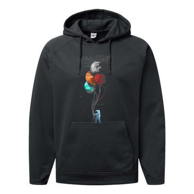 The Spaceman's Trip Astronaut Space Planets Balloons Performance Fleece Hoodie