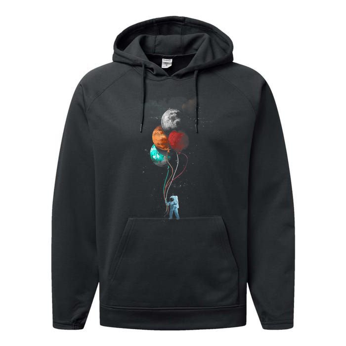 The Spaceman's Trip Astronaut Space Planets Balloons Performance Fleece Hoodie