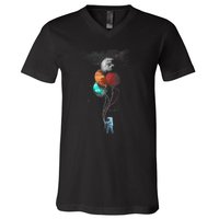 The Spaceman's Trip Astronaut Space Planets Balloons V-Neck T-Shirt