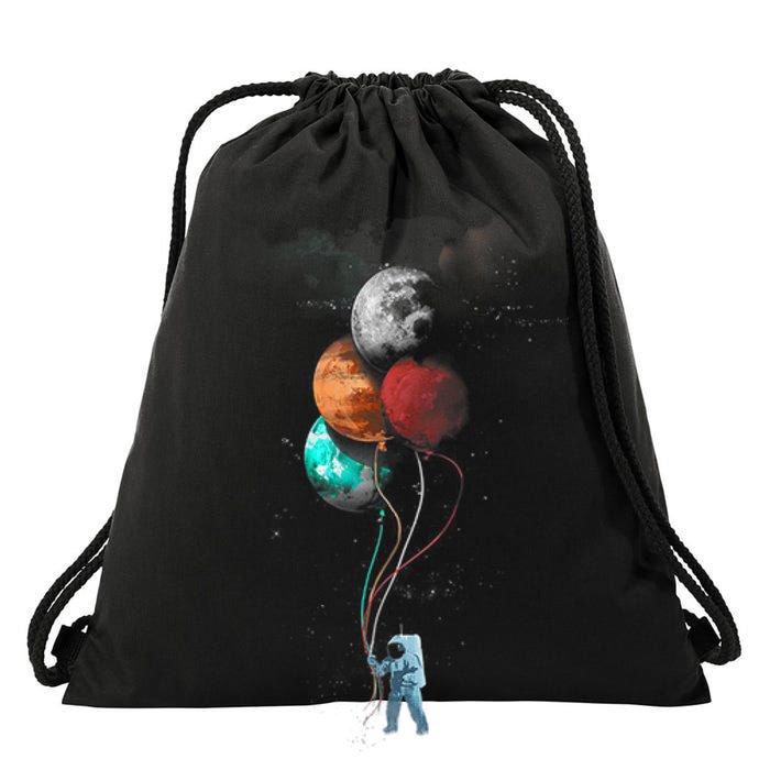 The Spaceman's Trip Astronaut Space Planets Balloons Drawstring Bag