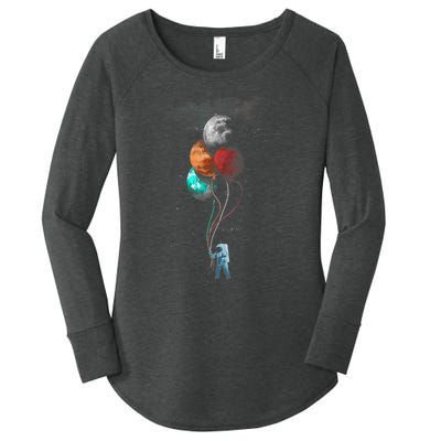 The Spaceman's Trip Astronaut Space Planets Balloons Women's Perfect Tri Tunic Long Sleeve Shirt