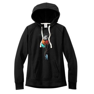 The Spaceman's Trip Astronaut Space Planets Balloons Women's Fleece Hoodie