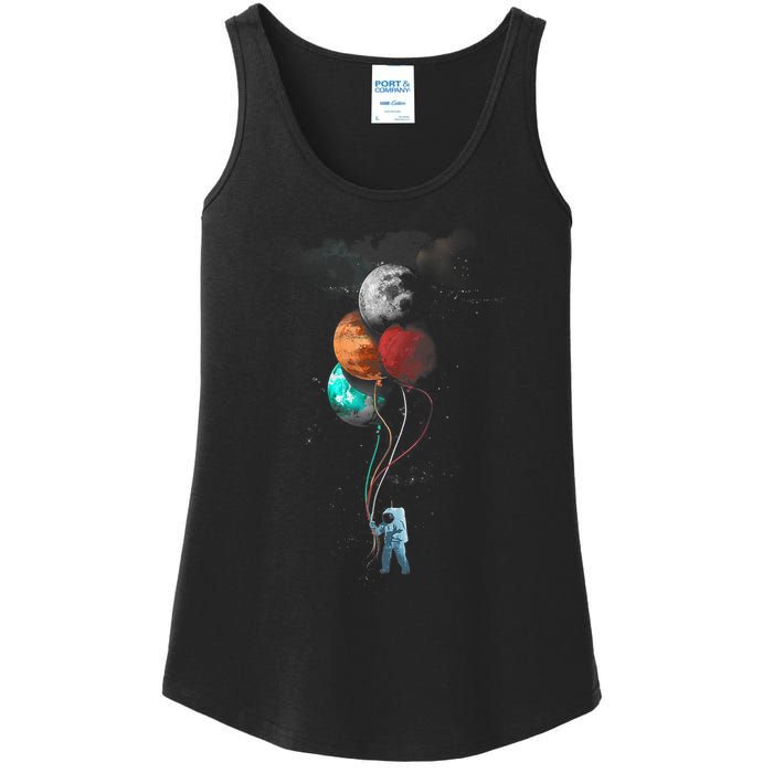 The Spaceman's Trip Astronaut Space Planets Balloons Ladies Essential Tank