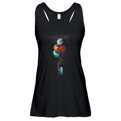 The Spaceman's Trip Astronaut Space Planets Balloons Ladies Essential Flowy Tank