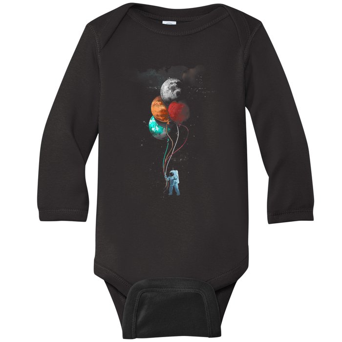 The Spaceman's Trip Astronaut Space Planets Balloons Baby Long Sleeve Bodysuit