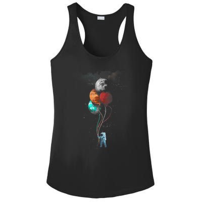 The Spaceman's Trip Astronaut Space Planets Balloons Ladies PosiCharge Competitor Racerback Tank