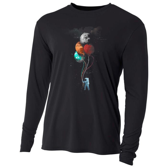 The Spaceman's Trip Astronaut Space Planets Balloons Cooling Performance Long Sleeve Crew