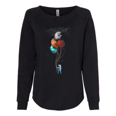 The Spaceman's Trip Astronaut Space Planets Balloons Womens California Wash Sweatshirt