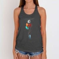 The Spaceman's Trip Astronaut Space Planets Balloons Women's Knotted Racerback Tank