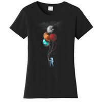 The Spaceman's Trip Astronaut Space Planets Balloons Women's T-Shirt