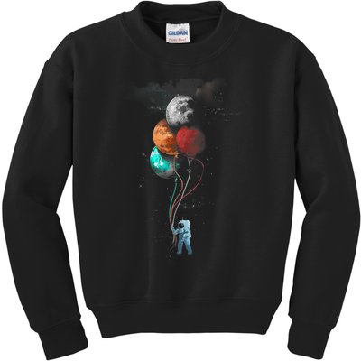 The Spaceman's Trip Astronaut Space Planets Balloons Kids Sweatshirt