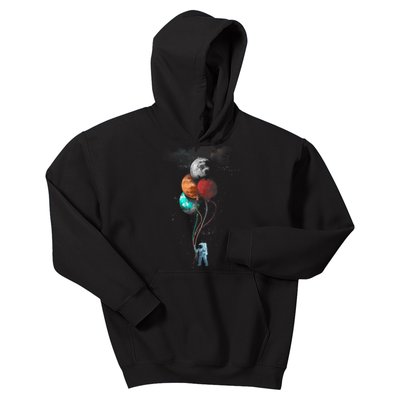 The Spaceman's Trip Astronaut Space Planets Balloons Kids Hoodie