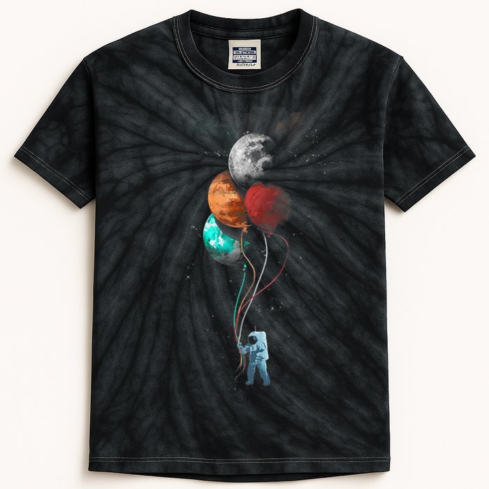 The Spaceman's Trip Astronaut Space Planets Balloons Kids Tie-Dye T-Shirt