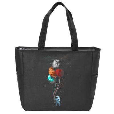 The Spaceman's Trip Astronaut Space Planets Balloons Zip Tote Bag