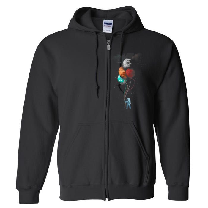 The Spaceman's Trip Astronaut Space Planets Balloons Full Zip Hoodie