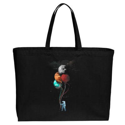 The Spaceman's Trip Astronaut Space Planets Balloons Cotton Canvas Jumbo Tote