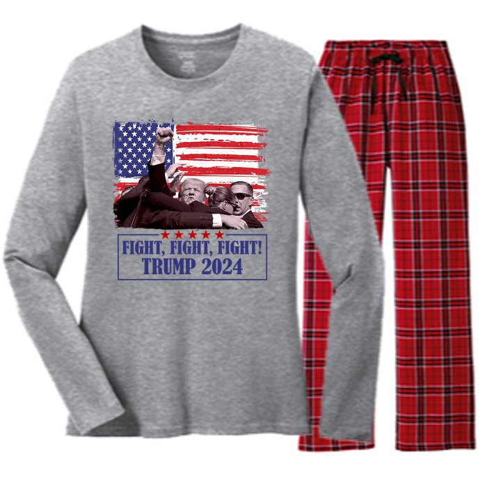 Trump Shooting Trump Assassination Trump Legends Trump 2024 Women's Long Sleeve Flannel Pajama Set 