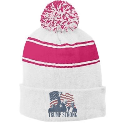 Trump Strong Stripe Pom Pom Beanie