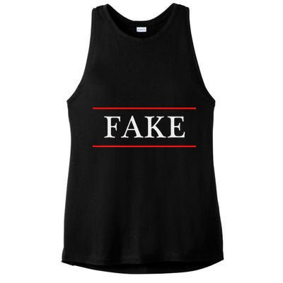 That Says The Word Fake On It Ladies PosiCharge Tri-Blend Wicking Tank