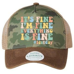 Teacher Student Test Day Its Fine Im Fine Everything is Fine Legacy Tie Dye Trucker Hat