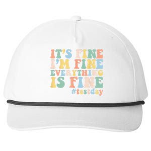 Teacher Student Test Day Its Fine Im Fine Everything is Fine Snapback Five-Panel Rope Hat