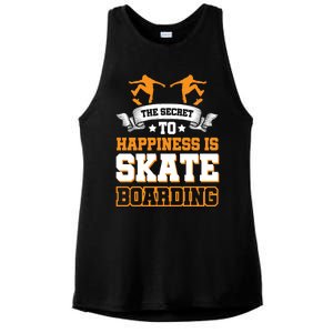 The Secret To Happiness Is Skateboarding Gift Ladies PosiCharge Tri-Blend Wicking Tank