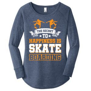 The Secret To Happiness Is Skateboarding Gift Women's Perfect Tri Tunic Long Sleeve Shirt