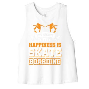 The Secret To Happiness Is Skateboarding Gift Women's Racerback Cropped Tank